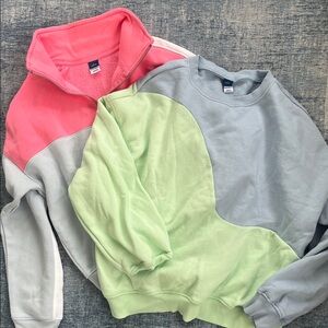 Old Navy Girls Size L 10/12 Pink and Green Sweatshirt Duo